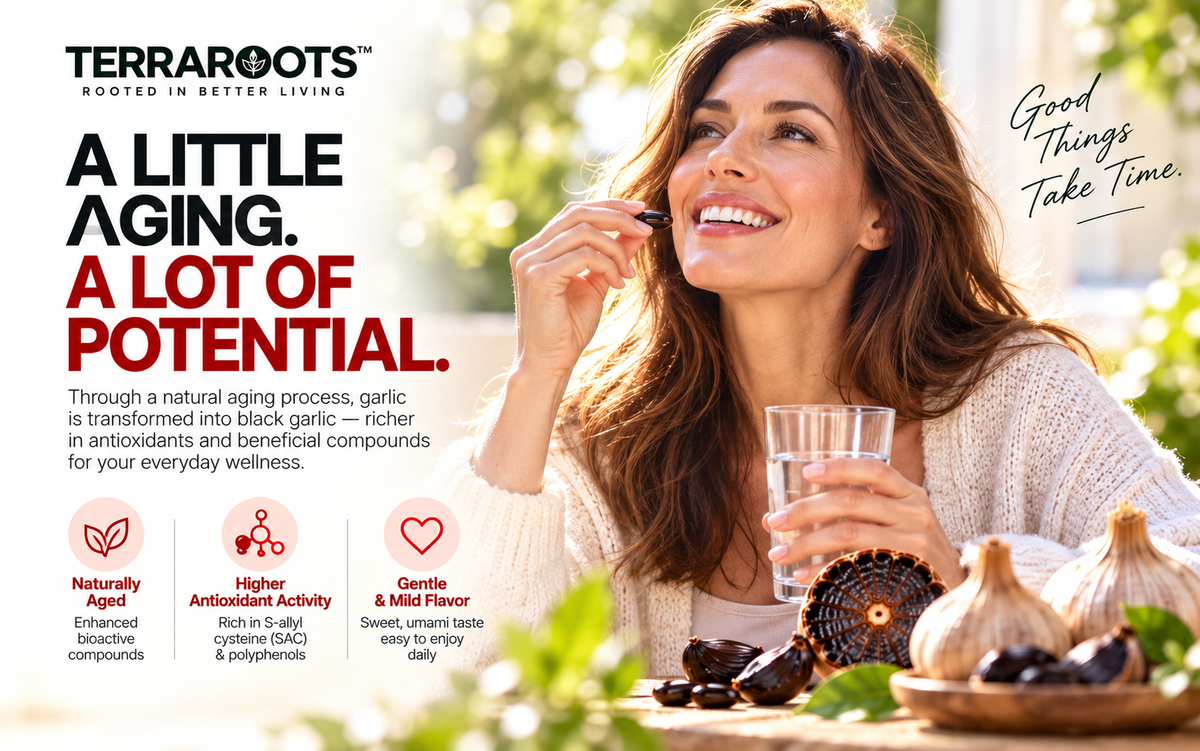 TERRAROOTS™ Black Garlic Extract | Heart & Circulatory Support | 60 Softgels