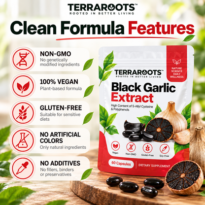 TERRAROOTS™ Black Garlic Extract | Heart & Circulatory Support | 60 Softgels